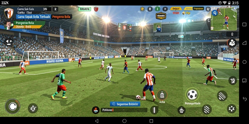 Gameplay 33ZK dengan aksi sepak bola yang mendebarkan.