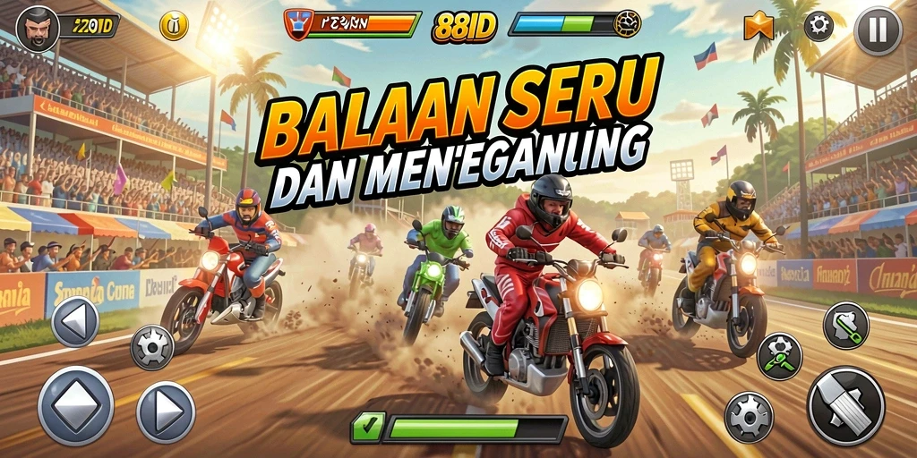 Screenshot gameplay 88ID menampilkan aksi balapan yang mendebarkan.