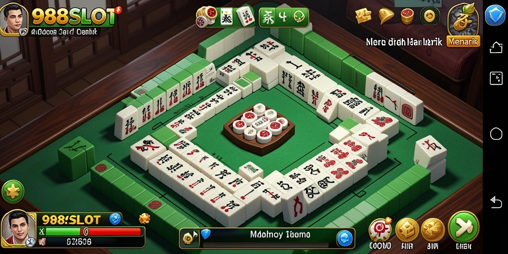 Tampilan gameplay 988SLOT dengan suasana Mahjong yang menarik.