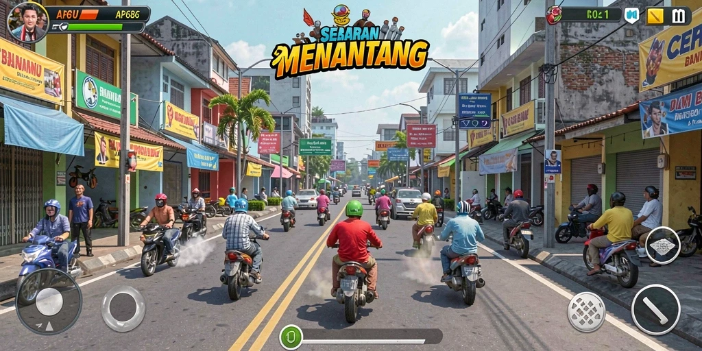 Gambaran gameplay seru dari balapan AP686 dengan trek yang menantang.