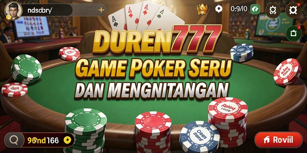 Tampilan gameplay Poker yang menegangkan di DUREN777.