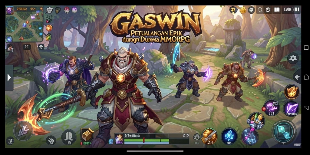 Tampilan gameplay menakjubkan dari GASWIN dalam petualangan MMORPG.