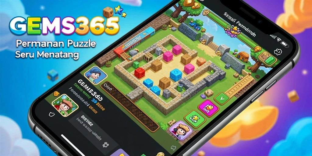Tangkapan layar GEMS365 menampilkan gameplay puzzle yang seru dan menantang.