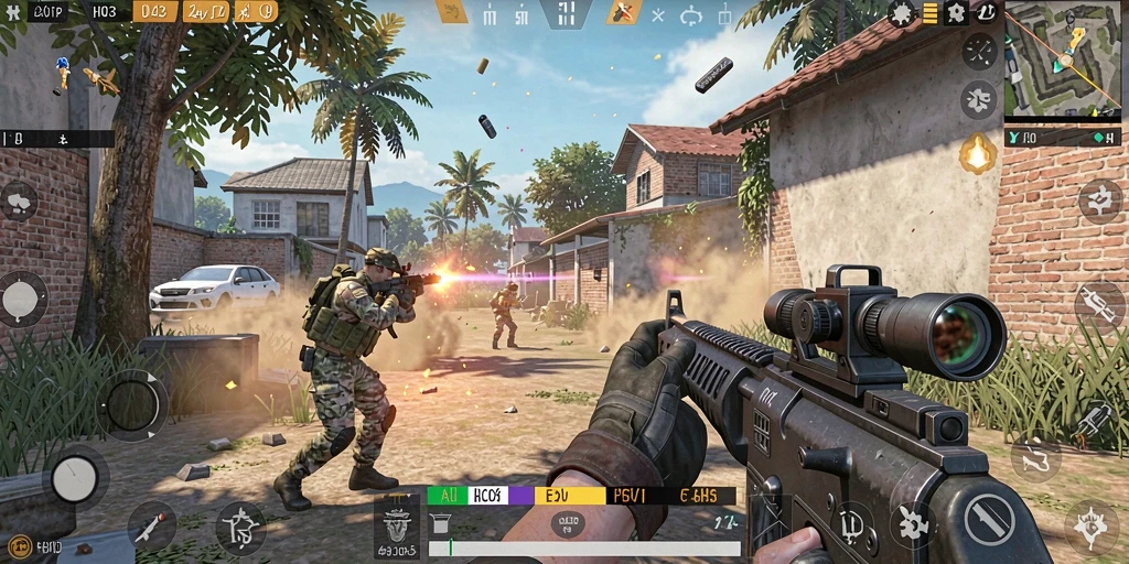 Tangkapan layar H03 menampilkan aksi pertempuran yang intens dalam game FPS.