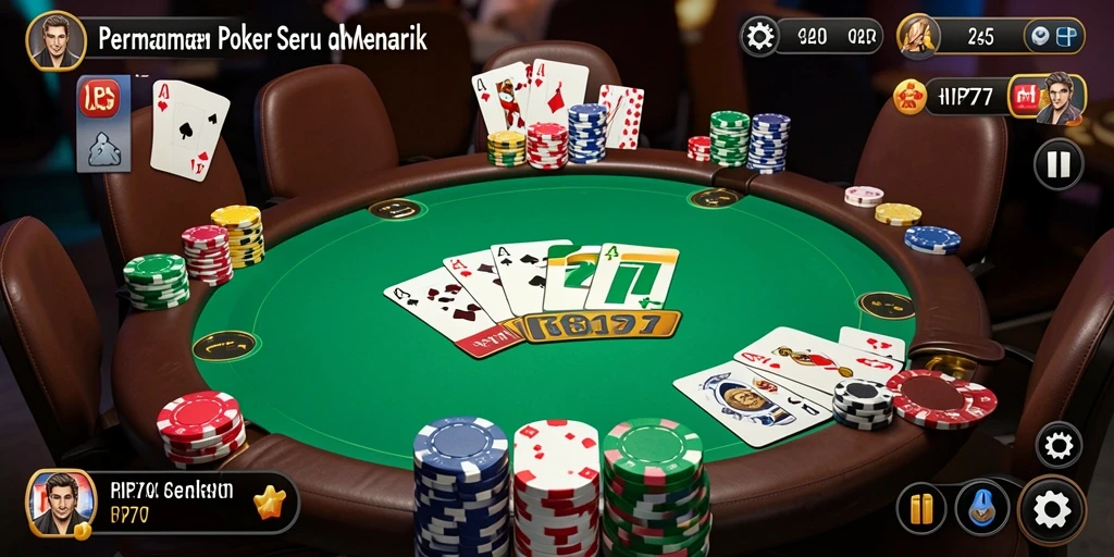 Tampilan permainan poker yang menarik dan interaktif di HP777.
