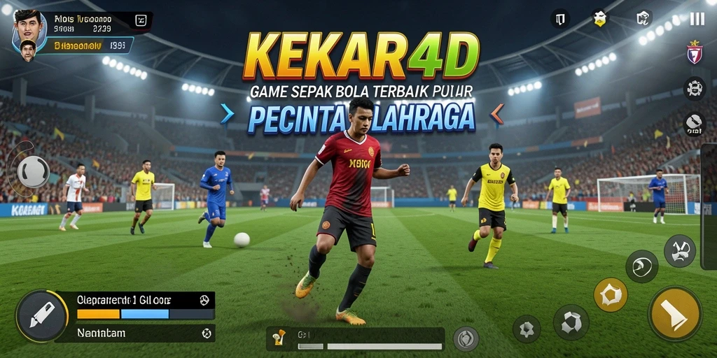 Screenshot utama KEKAR4D menampilkan aksi seru di lapangan sepak bola.