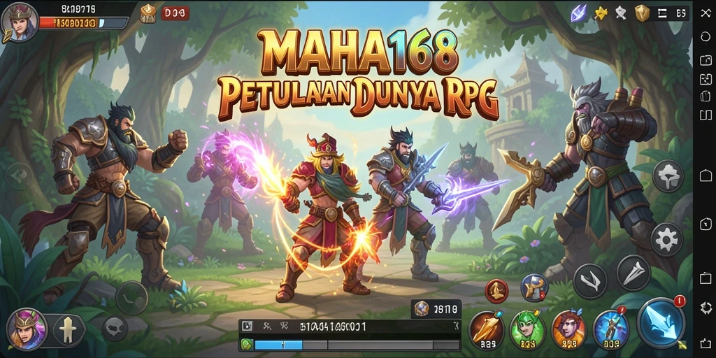 Tangkapan layar menunjukkan aksi seru dan petualangan dalam MAHA168 RPG.