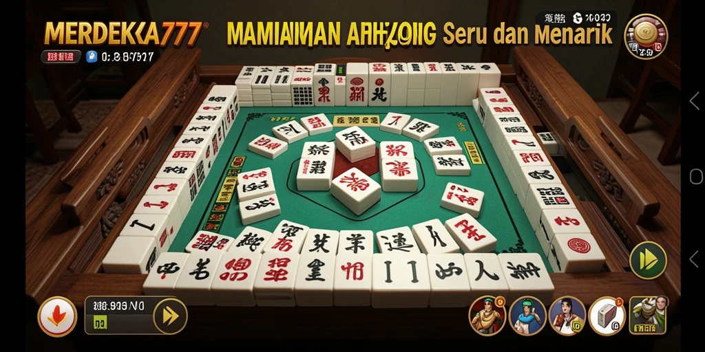 Tampilan gameplay menantang dari MERDEKA777 dengan desain Mahjong yang memukau.