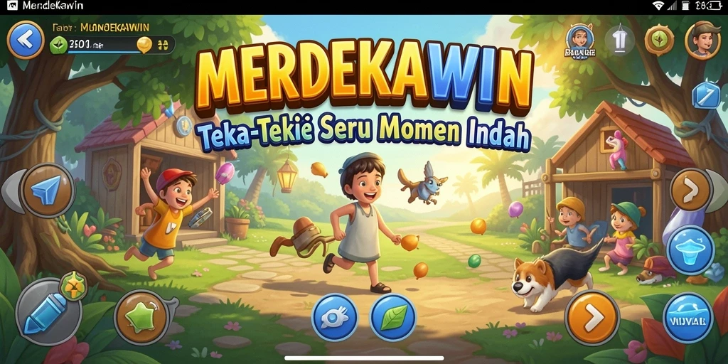 Tampilan gameplay MERDEKAWIN yang penuh warna dan menantang.