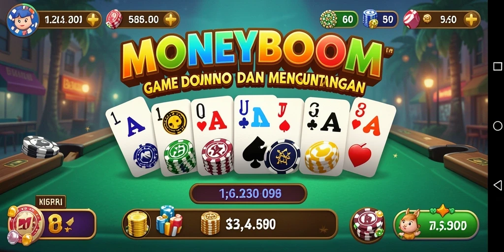 Tampilan gameplay Domino yang menarik dan menyenangkan di MONEYBOOM.