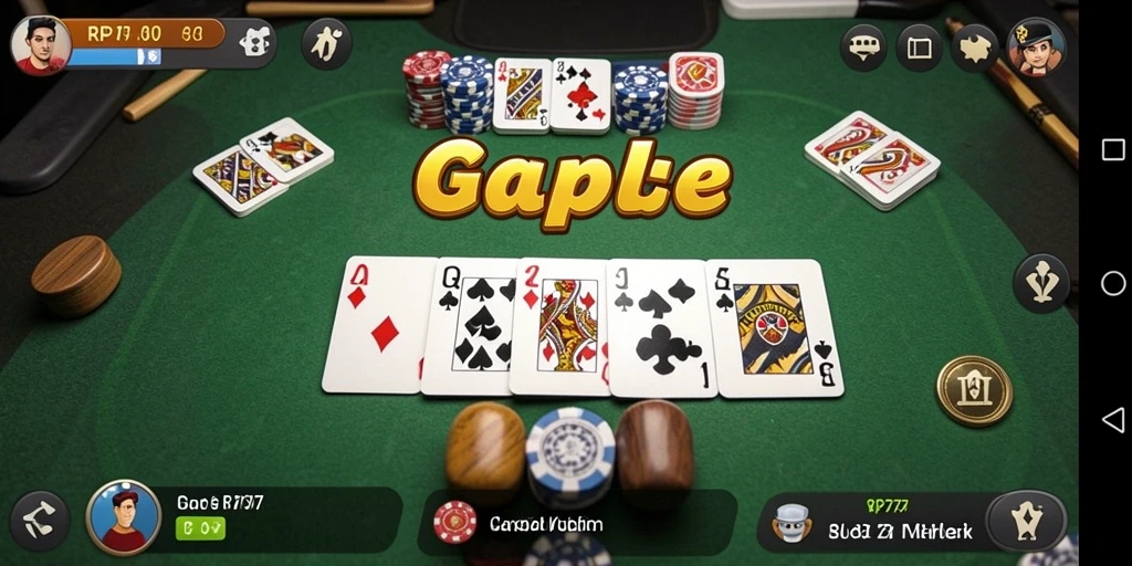 Tampilan seru gameplay Gaple di RP777 dengan antarmuka yang menarik.
