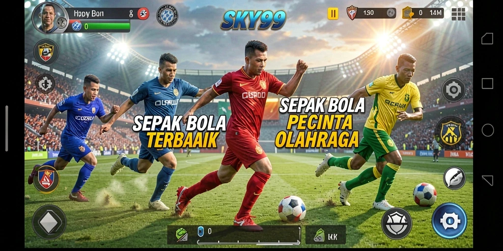 Tampilan gameplay SKY99 yang intens dalam pertandingan sepak bola.