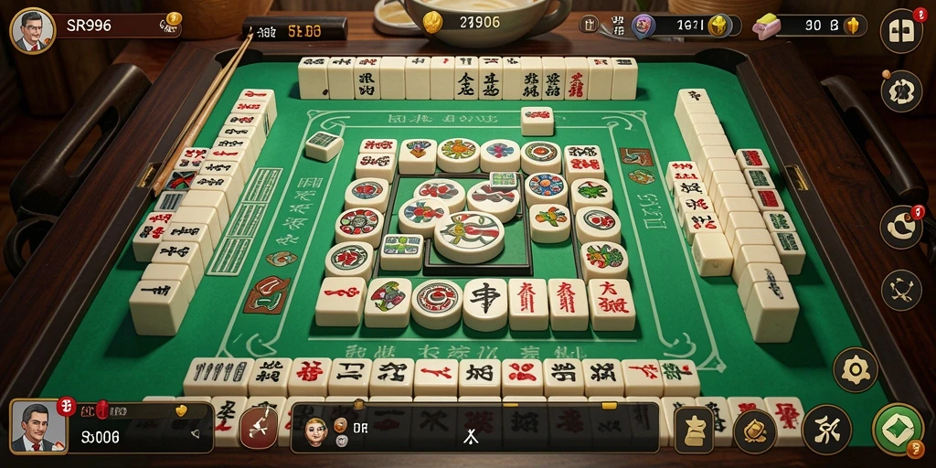 Tampilan gameplay SR996 dengan suasana permainan Mahjong yang menarik.