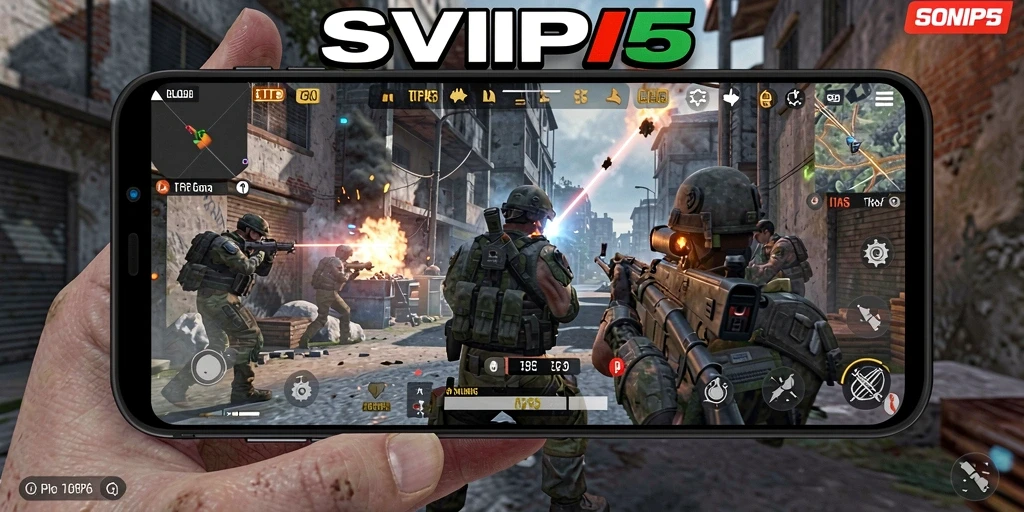 Tangkapan layar dari gameplay seru di SVIP5 yang menunjukkan aksi tembak-menembak.