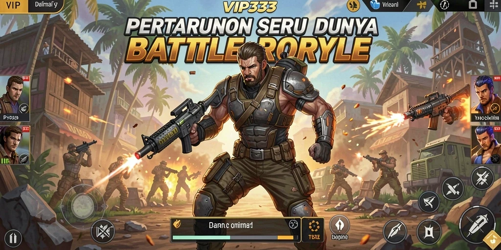 Screenshot utama VIP333 menampilkan aksi tempur seru dari gameplay Battle Royale.