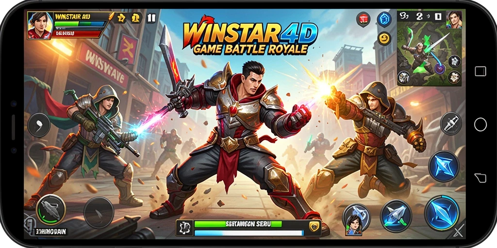 Tampak seru gameplay Battle Royale WINSTAR4D dengan aksi memukau.