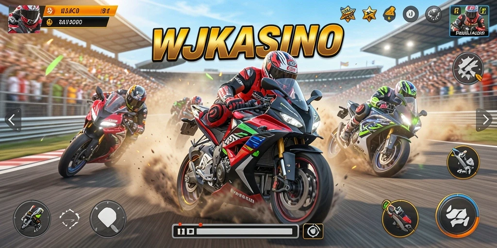 Gameplay seru dan penuh aksi dalam WJKASINO dengan balapan motor.